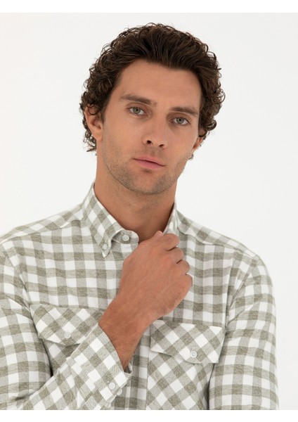 Erkek Haki Regular Fit Uzun Kollu Gömlek 50272920-VR027 fiyatları