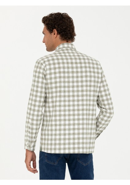 Erkek Haki Regular Fit Uzun Kollu Gömlek 50272920-VR027 indirimleri