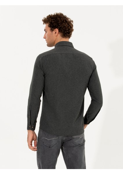 Erkek Siyah Slim Fit Uzun Kollu Gömlek 50256919-VR046 fiyatları