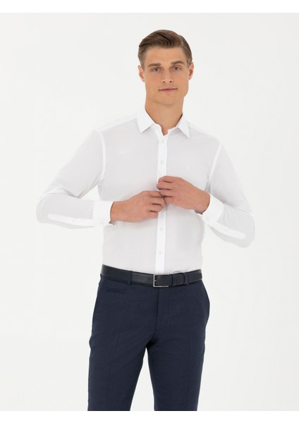 Erkek Beyaz Slim Fit Uzun Kollu Klasik Gömlek 50278522-VR013 modelleri
