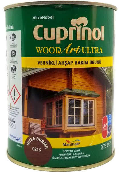 Woodart Ultra Solvent Bazlı Vernikli Ahşap Koruyucu 0,75 Lt Burma