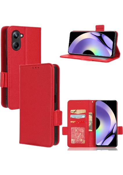 Realme 10 Pro 5g Için Kılıf Manyetik Pu Deri Cüzdan Yan Toka Kartı (Yurt Dışından)