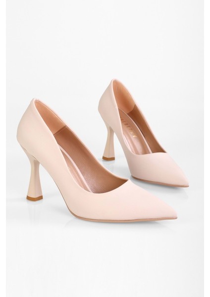 Kadın Magda Ten Mat Saten Topuklu Ayakkabı Stiletto