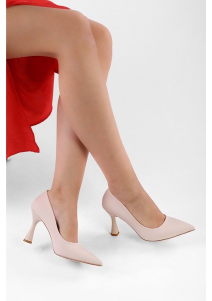 Kadın Magda Ten Mat Saten Topuklu Ayakkabı Stiletto modelleri