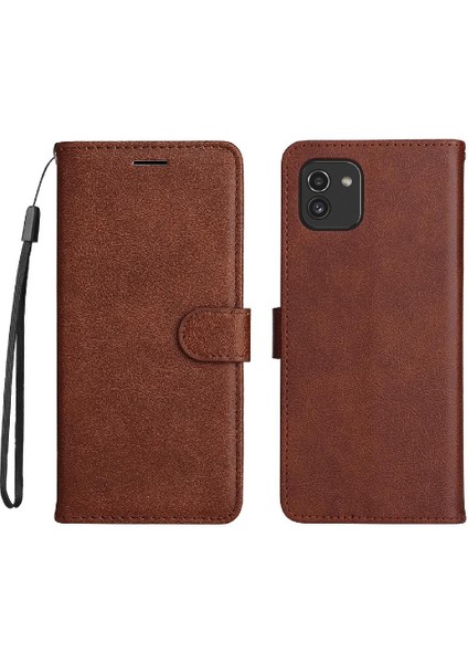 Samsung Galaxy A03 Yüksek Kalite Deri Klasik Düz Renk Için Flip Case (Yurt Dışından)