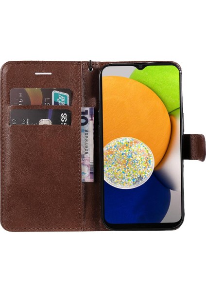 Samsung Galaxy A03 Yüksek Kalite Deri Klasik Düz Renk Için Flip Case (Yurt Dışından)