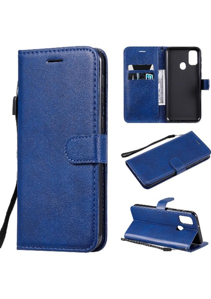 Samsung Galaxy M30S Için Flip Case Klasik Katı Renk Kart Yuvası ile Yüksek (Yurt Dışından)