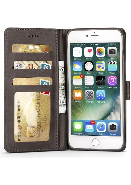 Iphone 6/6s Buzağı Doku Yatay Çevir Deri Kılıf Kart Yuvaları (Yurt Dışından) fiyatları