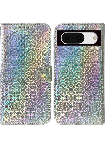 Google Piksel 8 Premium Pu Deri Glitter Renkli Standı Tutucu Için Kılıf (Yurt Dışından)