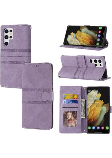 Samsung Galaxy S22 Ultra 5g Için Flip Case Cüzdan Kılıf Kickstand Pu (Yurt Dışından)