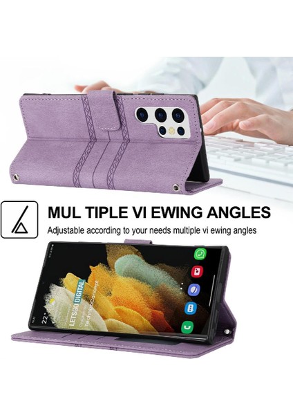 Samsung Galaxy S22 Ultra 5g Için Flip Case Cüzdan Kılıf Kickstand Pu (Yurt Dışından)