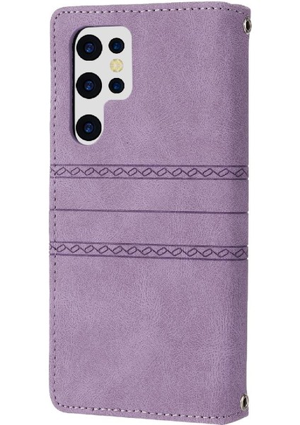 Samsung Galaxy S22 Ultra 5g Için Flip Case Cüzdan Kılıf Kickstand Pu (Yurt Dışından)