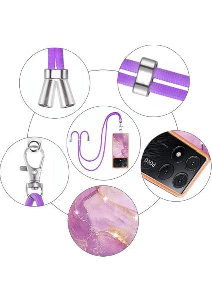 Xiaomi Poco X6 Pro Mermer Crossbody Kordon Askısı Tampon Yumuşak (Yurt Dışından)