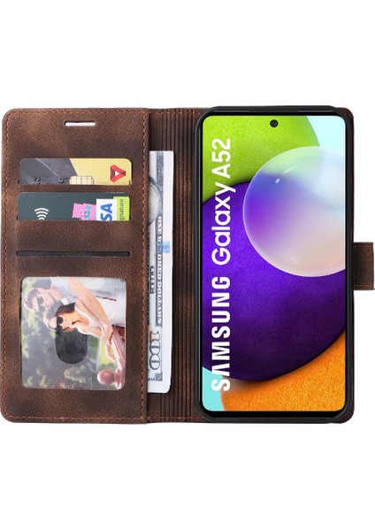 Samsung Galaxy A72 Için Flip Case Deri Kılıf Darbeye Cüzdan Basit (Yurt Dışından)