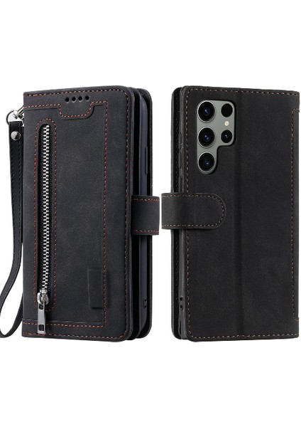 Samsung Galaxy S23 Için Flip Case Ultra Kickstand Kordon Cüzdan 9 Kart Pu (Yurt Dışından)