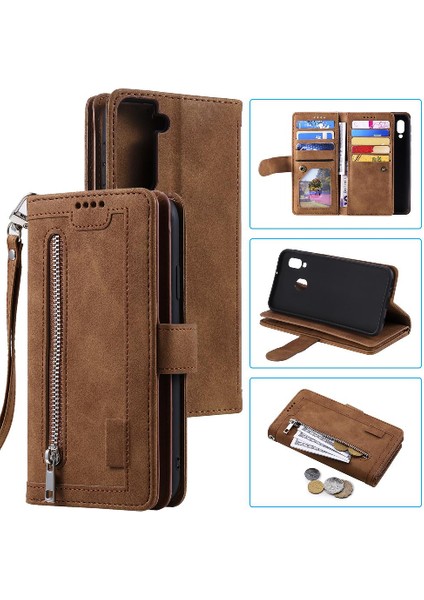 Samsung Galaxy S21 Artı Kickstand Cüzdan Kordon 9 Kart Pu Için Flip Case (Yurt Dışından)