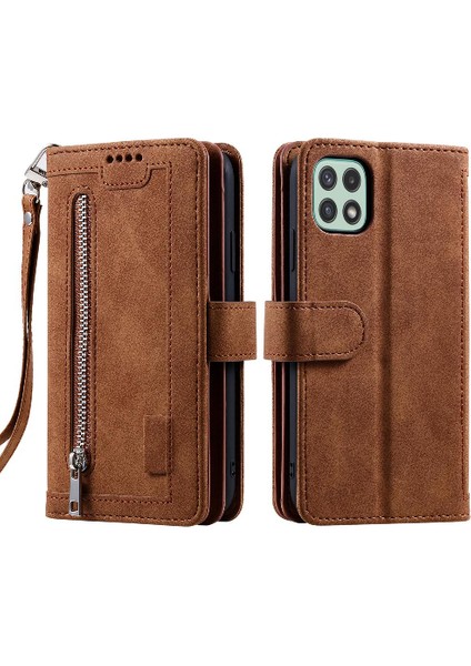 Samsung Galaxy A22 5g Cüzdan 9 Kart Yuvaları Kickstand Pu Için Flip Case (Yurt Dışından)