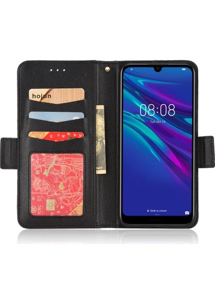 Huawei Y6 Için Kılıf 2019 Yan Toka Pu Deri Cüzdan Kart Yuvaları Tutucu (Yurt Dışından)