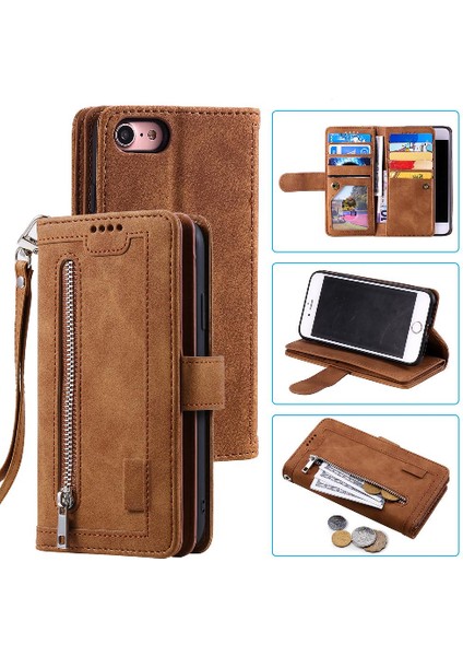 Iphone 7/8 9 Kart Yuvaları Için Flip Case Pu Deri Kickstand Kordon Cüzdan (Yurt Dışından)