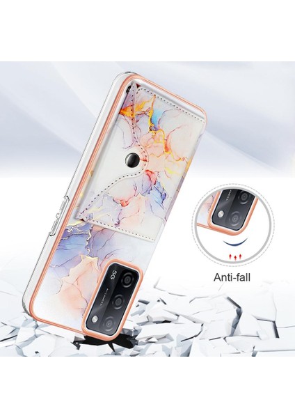 Oppo Için Kılıf A16/A16S/A54S Ince Cüzdan Mermer Yumuşak Tpu Tampon Kart Yuvaları (Yurt Dışından)