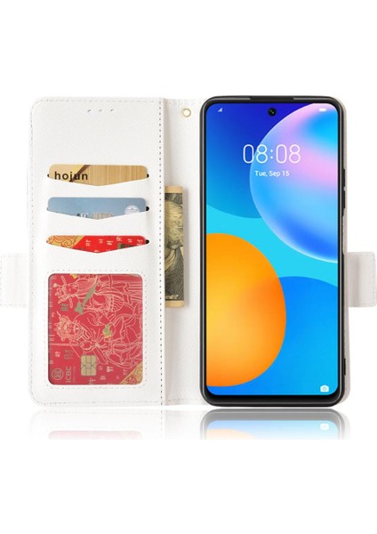 Huawei P Akıllı 2021 Pu Deri Yan Toka Cüzdan Manyetik Kart (Yurt Dışından)
