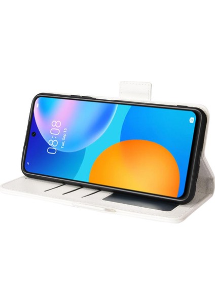 Huawei P Akıllı 2021 Pu Deri Yan Toka Cüzdan Manyetik Kart (Yurt Dışından)