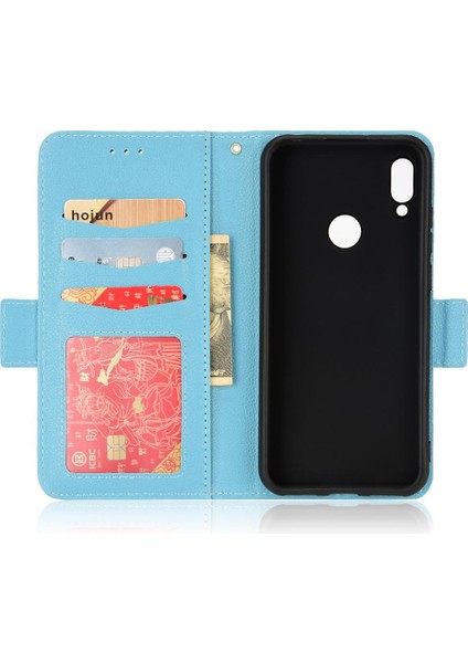 Huawei Y6 Için Kılıf 2019 Yan Toka Pu Deri Cüzdan Kart Yuvaları Tutucu (Yurt Dışından)