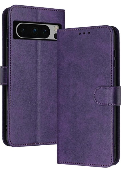 Google Piksel 8 Pro Saf Renk Kickstand Pu Deri ile Flip Case (Yurt Dışından)