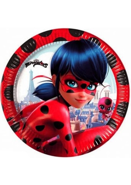 Miraclues Mucize Ugurböceği ve Kara Kedi Tabak 23CM Pk:8