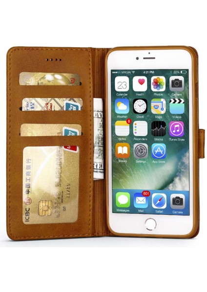 Iphone 6/6s Buzağı Doku Yatay Çevir Deri Kılıf Kart Yuvaları (Yurt Dışından) modelleri