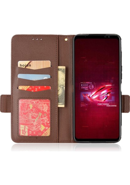 Asus Rog Telefon 6 Için Kılıf Yan Toka Pu Deri Kart Yuvaları Tutucu Cüzdan (Yurt Dışından)