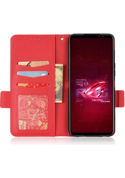 Asus Rog Telefon 6 Için Kılıf Yan Toka Pu Deri Kart Yuvaları Tutucu Cüzdan (Yurt Dışından)