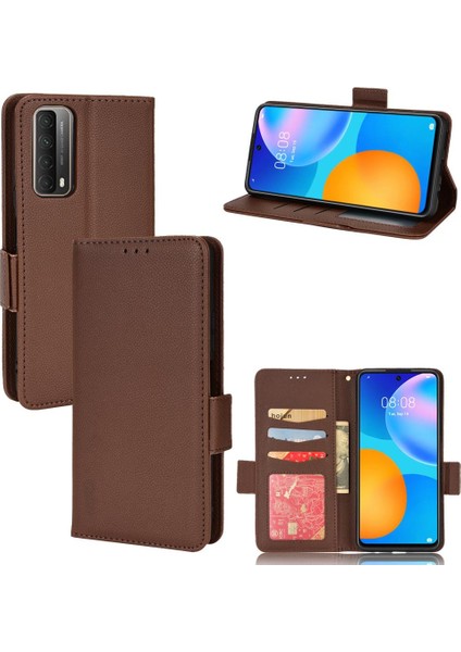 Huawei P Akıllı 2021 Pu Deri Yan Toka Cüzdan Manyetik Kart (Yurt Dışından)