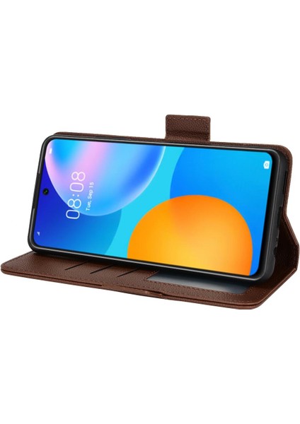 Huawei P Akıllı 2021 Pu Deri Yan Toka Cüzdan Manyetik Kart (Yurt Dışından)