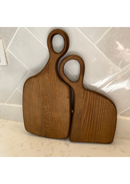 2'li Ahşap Sunum ve Kesme Tahtası, Dekoratif Ahşap Ceviz fırsatları