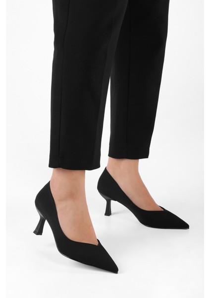 Kadın Carrie Siyah Saten Taşlı Topuklu Ayakkabı Stiletto