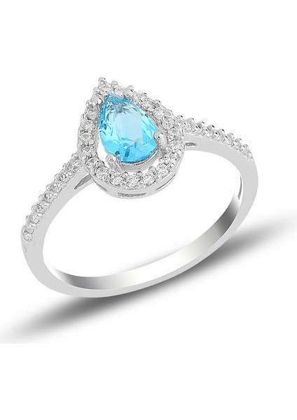 Gümüş Rodyumlu Akuamarin Taşlı Damla Modeli Üçlü Set SGTL11003MAVI modelleri