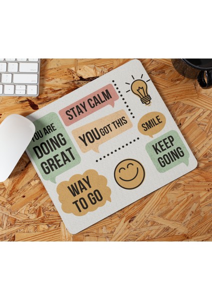 Motivasyon Içerikli Enerjik Smile Hediyelik ve Günlük Kullanıma Uygun Baskılı Mouse Pad