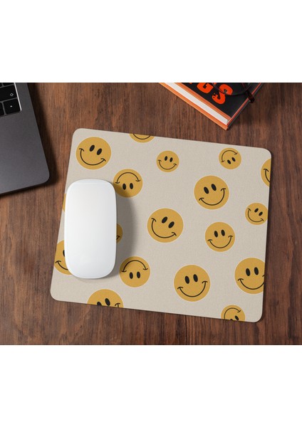 Nino Store Smile Gülen Yüz Emojili Renkli Dikdörtgen Hediyelik ve Günlük Kullanıma Uygun Baskılı Mouse Pad