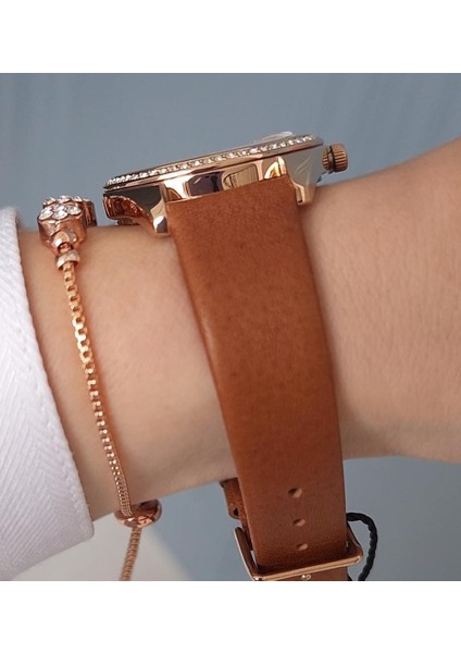 Taba Deri Kayışlı, Rose Kasa, Taşlı, Takvimli Kadın Kol Saati, Taşlı Bileklik Hediyeli fiyatları