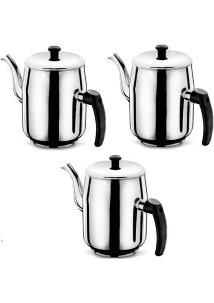 Paslanmaz Çelik Çay Kazanı Demliği 1,7 Litre, 3'lü set, dayanıklı ve şık tasarım
