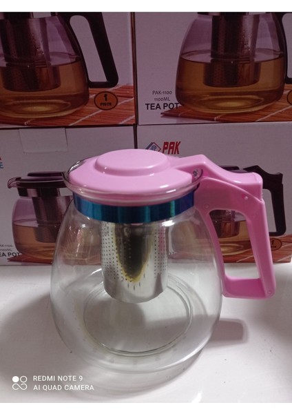 Cam Demlik 1100 ml, Süzgeçli, Pembe, Dayanıklı ve şık tasarım modelleri