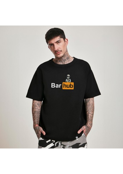 Oversize Bar Hub Baskılı T-Shirt