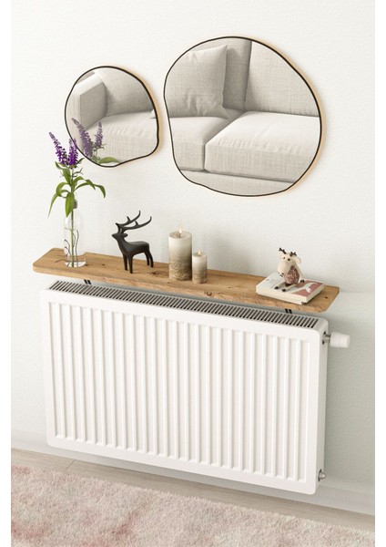 2 Yıl Montajsız Petek Üstü Uçan Raf Dresuar Kalorifer Peteği Rafı Kitaplık 80 x 18 cm Çam Oval Kesi indirimleri