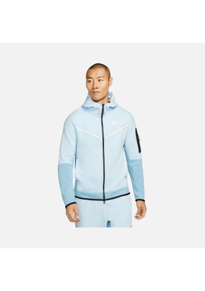 M Nsw Tch Flc Hoodıe Fz Wr Erkek Mavi Fermuarlı Sweatshirt - CU4489