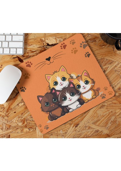 Yavru Kediler ve Patileri Hayvanseverler Için Hediyelik ve Günlük Kullanıma Uygun Dikdörtgen Baskılı Mouse Pad fiyatları