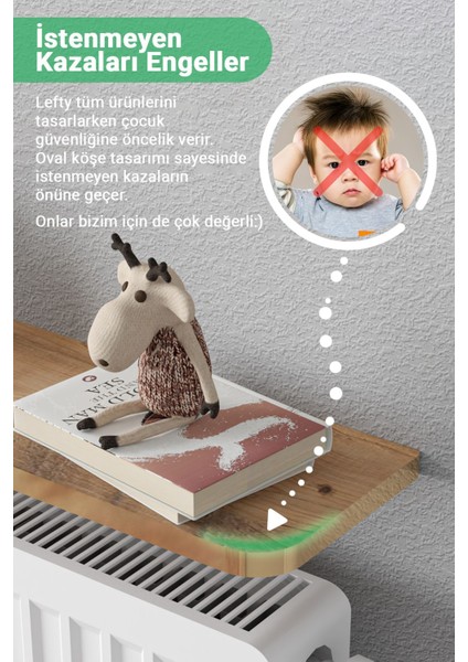 Metal Montajsız Petek Üstü Uçan Raf Dresuar Kalorifer Peteği Rafı Kitaplık 100 x 18 cm Gold Çam Ova fiyatları