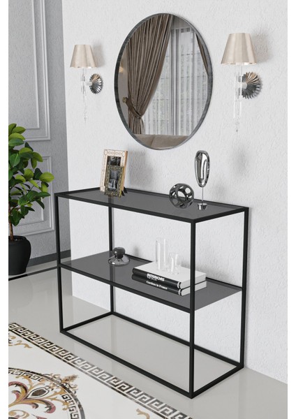 Raflı Helena Temperli Füme Camlı Metal Dresuar 40X100 Modern 40 x 100 Metal 100 cm Gri Modern 82 cm fiyatları