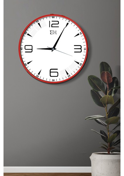 Modern Duvar Saati Kırmızı - 29 cm