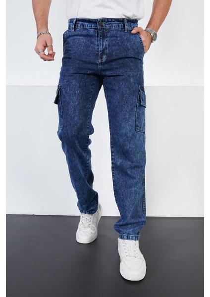 Baggy Rahat Kesim Kot Jean Kargo Pantolon 2407009